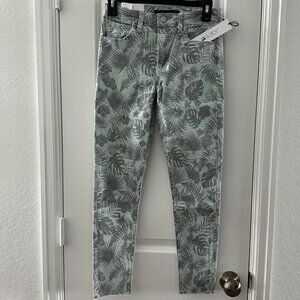 Joes The Icon Mid Rise Skinny Crop Jeans Size 26 Tropical Green Gray Leaf Print